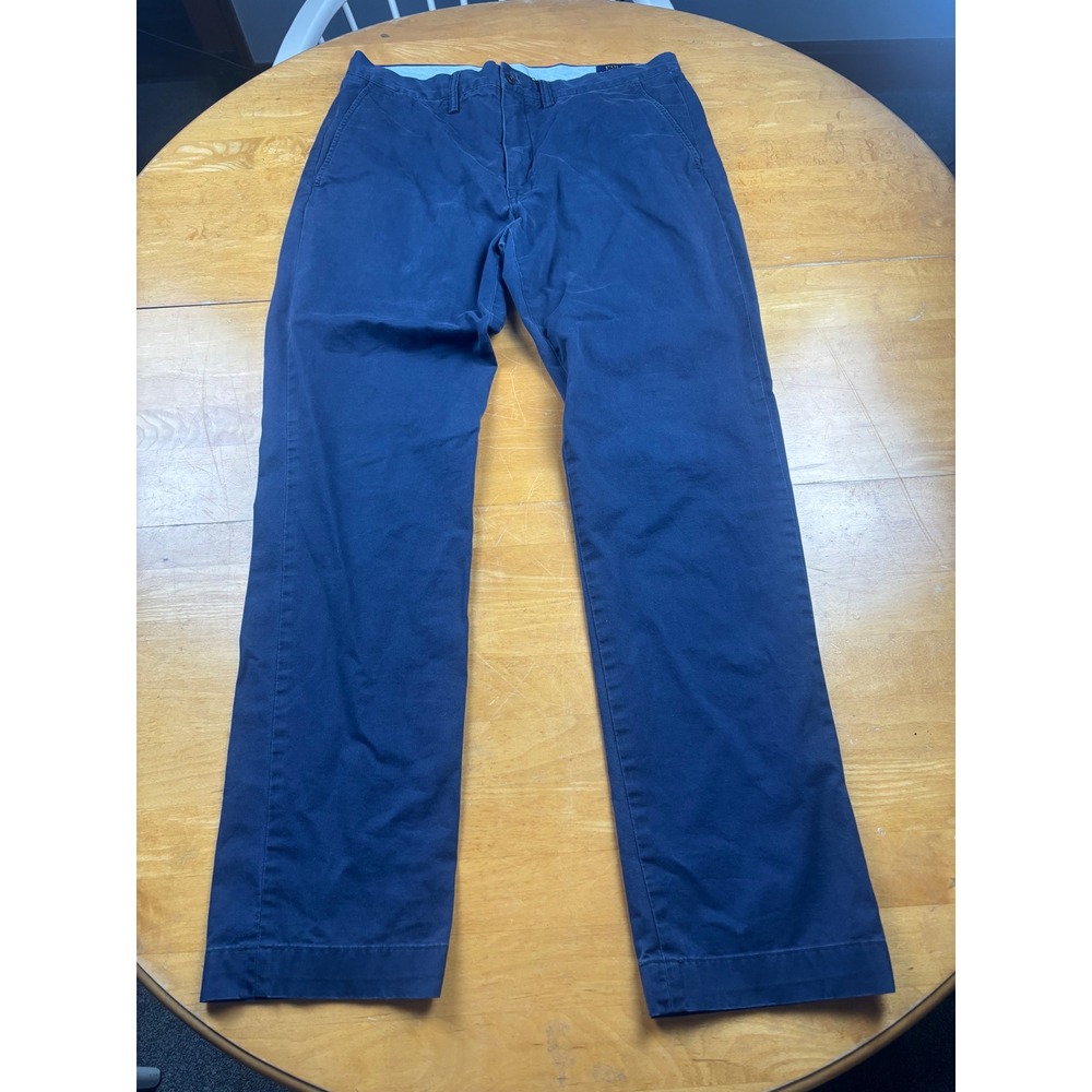 Polo Ralph Lauren Mens 34x34 Navy Blue Stretch Straight Fit Chino Pants